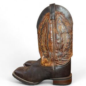 Laredo Men’s 11D Leather Western Cowboy Boots Brown Square Toe Cowboy Approved